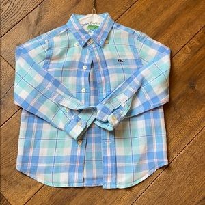 Little boys Vineyard Vines linen whale shirt